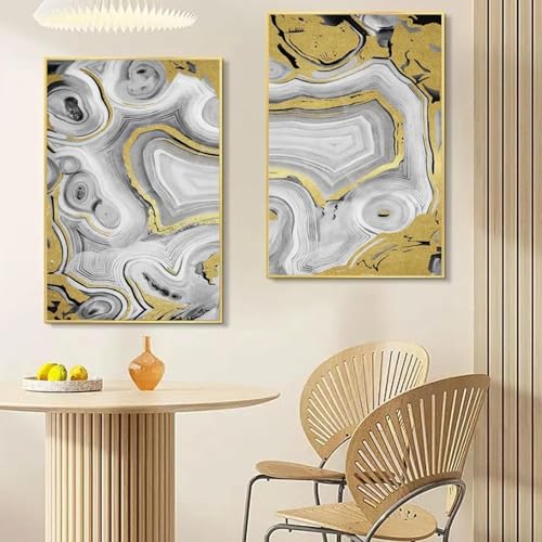 Décoration murale moderne avec peinture abstraite chambre et entrée lot de 2 toiles