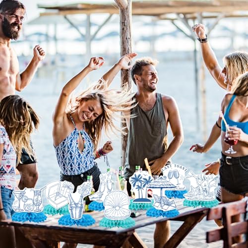 Image of Last Toast On The Coast Bachelorette Decorations - Refavor Beach Bachelorette Party Honeycomb Centerpiece Decorations Last Toast on the Coast Table Decor Coast Bridal Shower Bachelorette Supplies