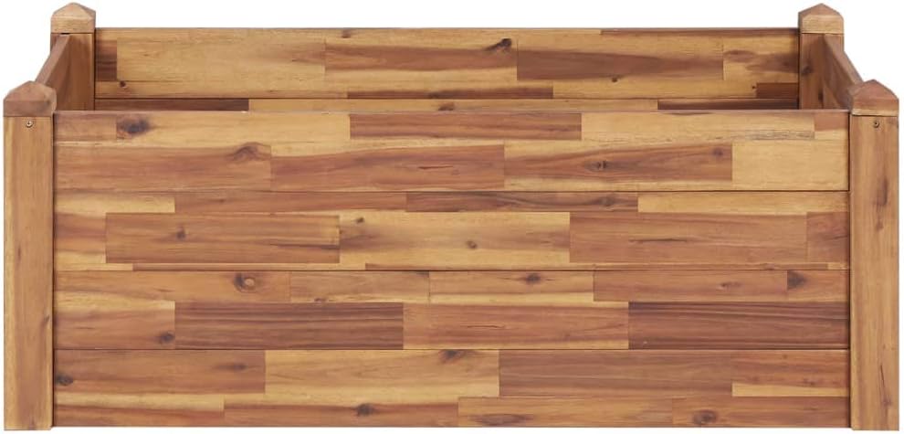 vidaXL Garden Raised Bed in Solid Acacia Wood - Large, Stackable Planter - Perfect for Planting Vegetables, Flowers and Herbs - Natural Wood, Weather- Finish - Outdoor Usage