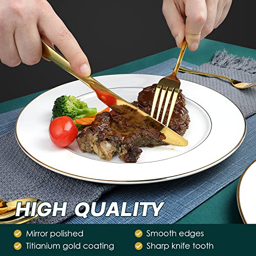 Gold Silverware Set, Ogori 40-Piece Food Grade Stainless Steel Gold Flatware Set, Kitchen Utensil Set Service For 8, Mirror Polished Tableware Cutlery Set For Home And Restaurant, Dishwasher Safe #TOP4