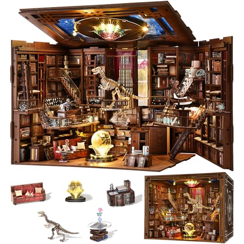 CCCDF DIY Book Nook Library Kit, Miniature Dollhouse Booknook Kit,