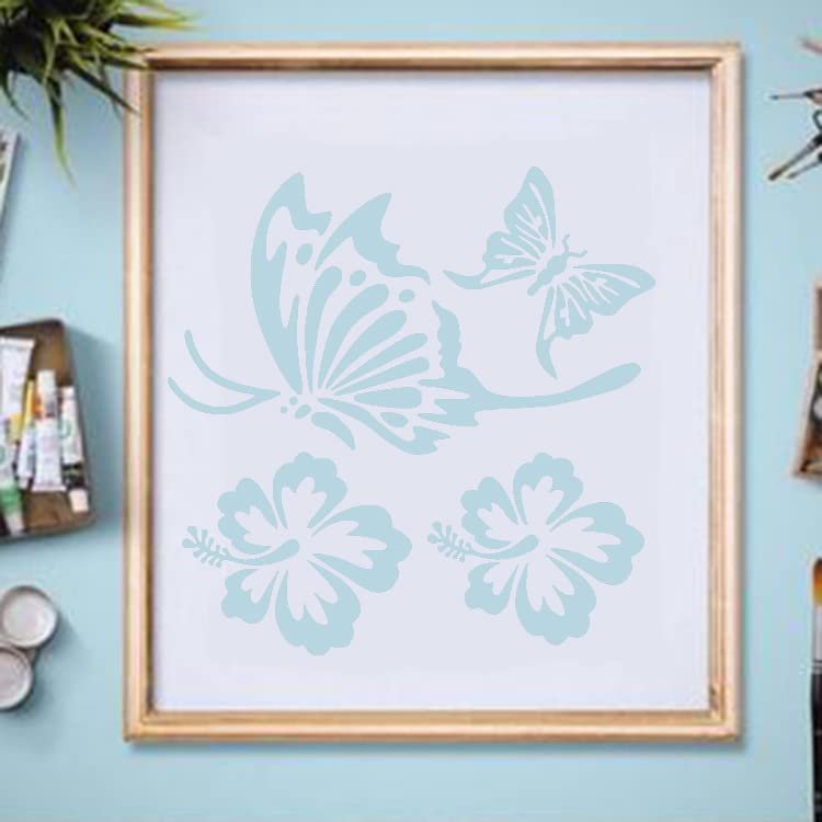 Gendako 20 PCS Pochoir Fleurs pour Peinture Murale Pochoir Oiseaux Volant Pochoir de Peinture en Plastique Pochoir à Dessin Réutilisable Pochoir Printemps pour Meubles Fenêtre Scrapbooking, 15x15cm - Image 4