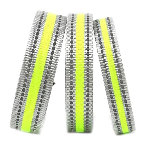 Cinta Reflectante de Nailon de 5 m y 15-25 mm para Collares de Mascotas Que corren de Noche.,Verde,25 mm