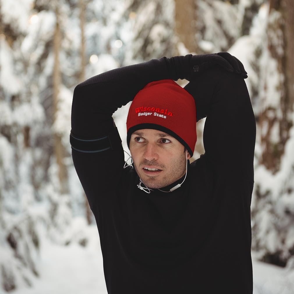 Speedy Pros Beanie Hat for Men & Women Wisconsin Badger State Winter Beanie Winter Hats for Women Acrylic 1 Size - Image 5