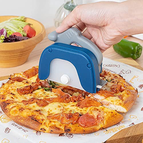 Image of P-Plus International Pizza Cutter and Serving Turner - Pizza Serving Turner - Pizza Cutter Tool - Pizza Spatula - Pizza Cutter Wheel (Set of 2, Pizza Cutter - Blue)