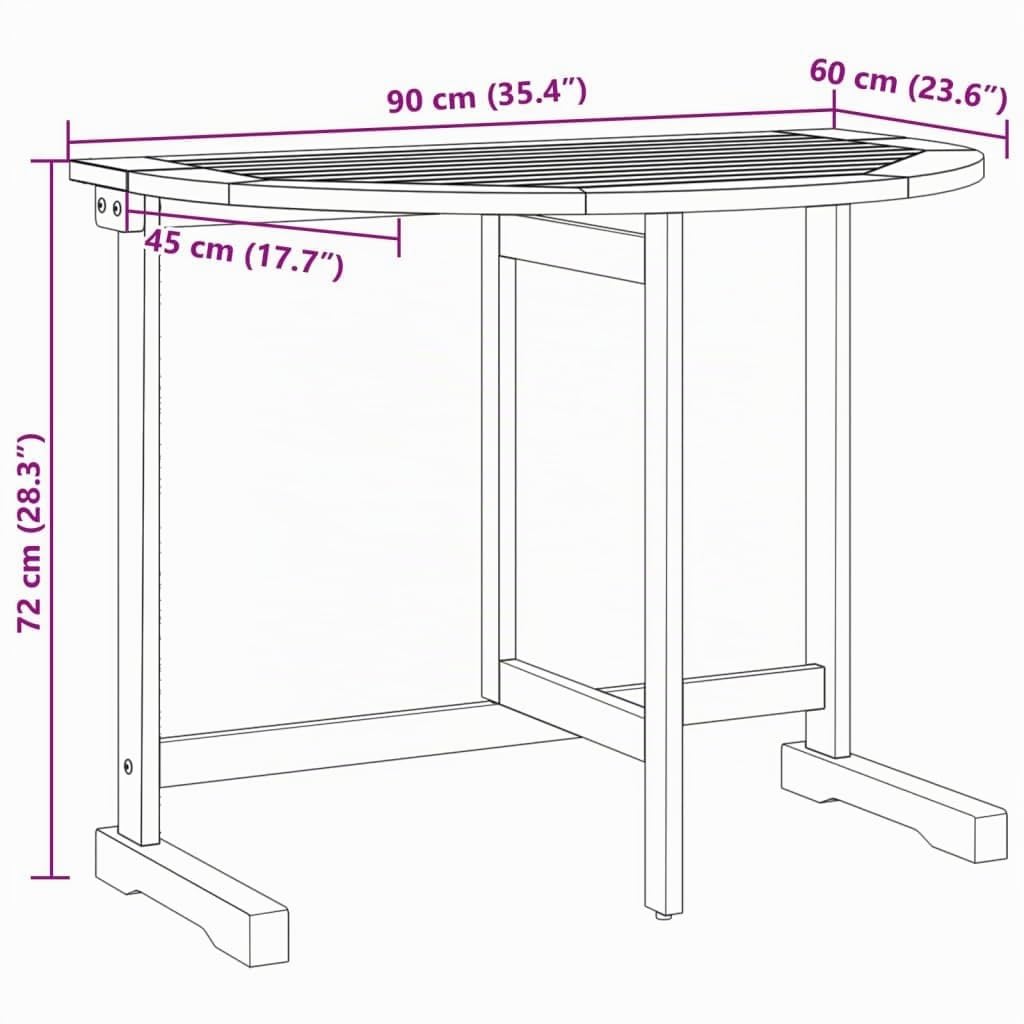 vidaXL Table Pliable de Balcon 90x60x72 cm Bois d'acacia Solide