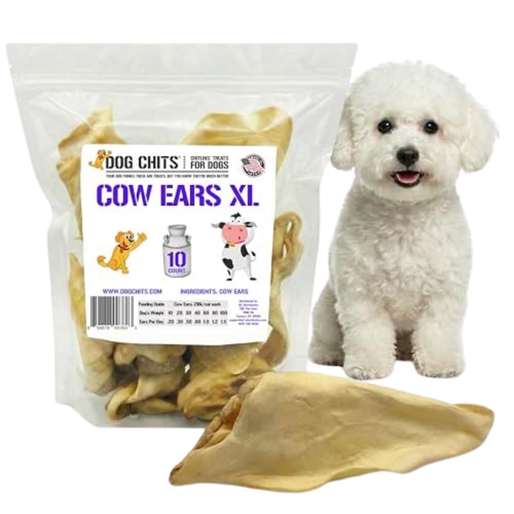 Dog Chits Cow Ears for Dogs – for Medium &amp; Large Dogs – Extra Large, 10 Pk