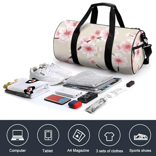 Sac week-end fleur de pêcher rose aux finitions soignées pour voyage chic