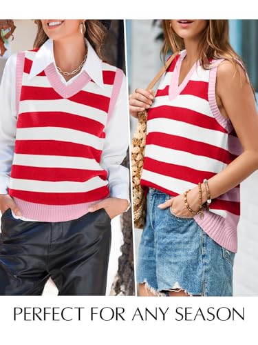Image of EVALESS Sweater Vest Women V Neck Knit Sleeveless Tunic Tank Tops Casual Pullover Sweater Spring Trendy 2026 Outfits