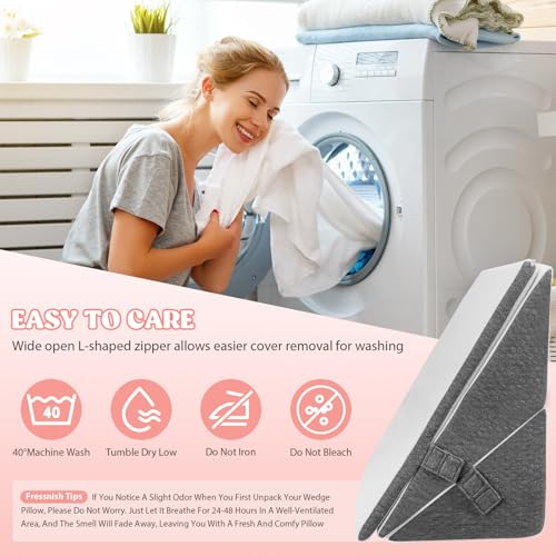 Keilkissen Bett aus Memory-Schaum mit Verstellbarer Höhe - Ideal bei OP-Erholung, Reflux, Schnarchen & Rückenproblemen, Orthopädisches Schlafkissen für Bettlägerige mit Waschbarem Bezug & Tragegriffen