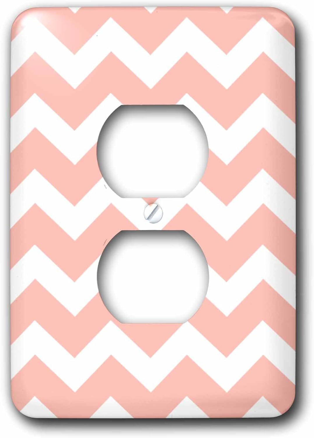 3dRose Pastel coral orange and white zig zag chevron pattern - Salmon pink 2 plug outlet cover