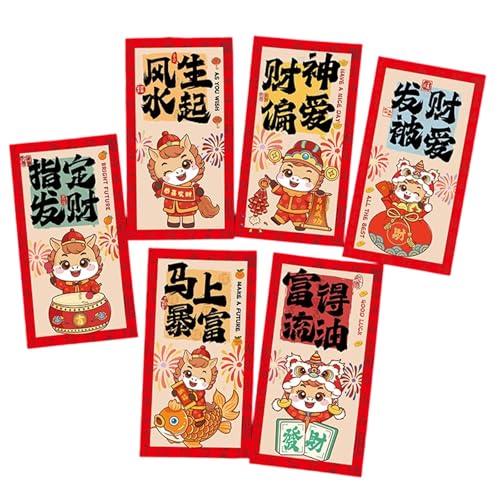 Pack of 30 Premium Copperplate Paper Chinese New Year Red Envelopes Feature Horse Year Designs for Promising Celebration and Fes