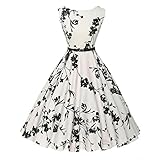 Vectry Kleider Damen Kleid Brautjungfernkleid Petticoat Lange Kleid Sommer Jumpsuit Kurz Ballkleid Kleiderbügel Über Dem Knie - Vintage Bodycon Prom Swing Ärmellos Retro Abend (XL, Weiß1)