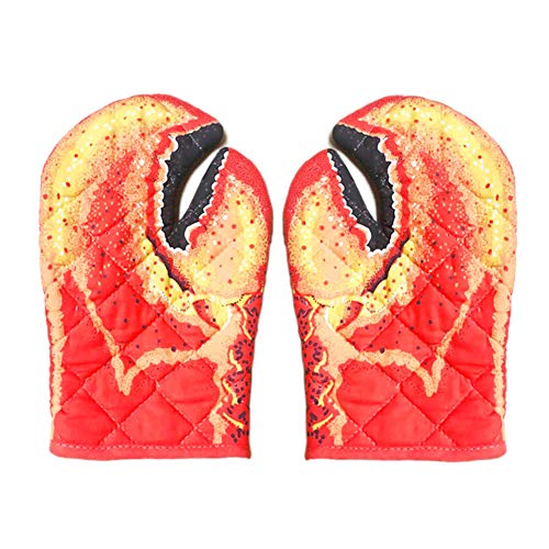 FRIUSATE Lobster Claw Oven Mitts Set of 2 Cotton Thick Designed for Light Duty UseRed