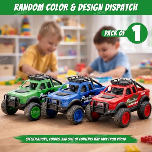 Image of Zest 4 Toyz Pickup Truck Toy for Kids Friction Powered Big Wheel Off Road Car Push and Go Vehicle Toy for Kids Assorted