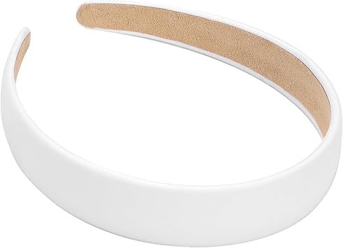 WantGor 1 Inch PU Leather Headband, Wide Padded Hairband Fashion Hair Bands Cute Womens Headbands Holiday DIY Hair Accessories White