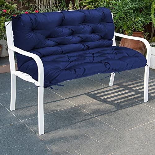 Cojín impermeable para asiento de columpio de exterior para muebles de patio de 2 a 3 plazas, tapete de sofá biplaza relleno con lazos, cojín azul para sofá y silla, 100 x 100 x 10 cm, duradero y