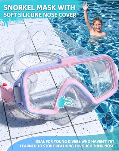 Kids Goggles with Nose Cover,Anti-Fog Swimming Goggles for Kids 6-14 - image 4