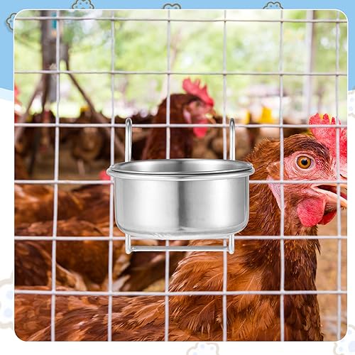 Layhit 6 Stück Edelstahl-Fressnapf mit Aufhänger, 284 ml, Hundehütte, Haustiernapf, kein Verschütten, Hundekäfig, Wassernapf, Hundehütte, Hundenapf, Kaninchenfutter für Käfig, Katzen, Vögel, Huhn,