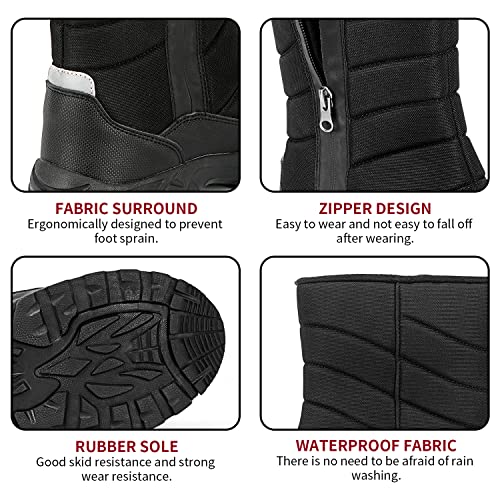 SILENTCARE Mens Winter Mid-Calf Snow Boot Fur Warm Waterproof Slip On Outdoor Athletic4