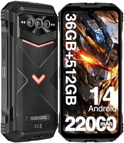 DOOGEE V MAX Plus 5G Rugged Smartphone, 512GB, Android 14, 200MP Camera, 22000mAh Battery, 6.58inch FHD+ Display, Unlocked for All Carriers