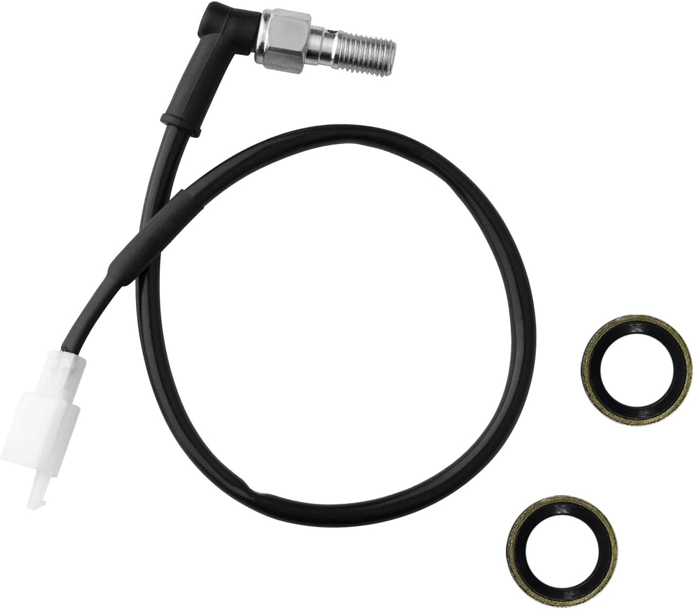 Brake Light Switch for Motorcycle, 10×1mm Hydraulic Brake Pressure Switch with Brake Cables, Universal Rear Brake Stop Light Switch for Motorbike Scooter Dirt Bike ATV (Curved)