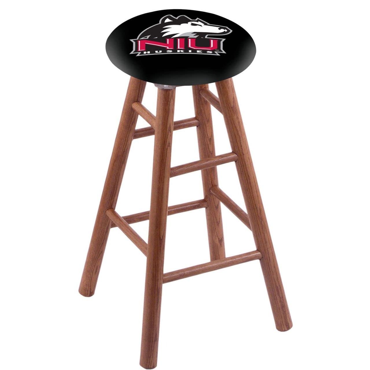 Holland Bar Stool Co. Oak Extra Tall Bar Stool in Medium Finish with Northern Illinois Seat by The