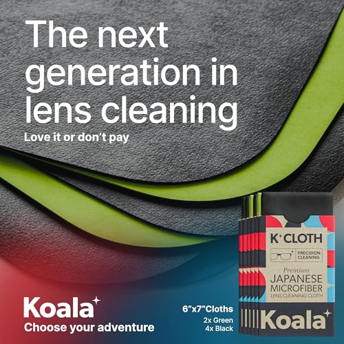 koala lens cleaning cloth  japanese microfiber  glasses cleaning cloths  eyeglass lens cleaner  eyeglasses camera vrar headset and screen cleaner  black amp green pack of 6