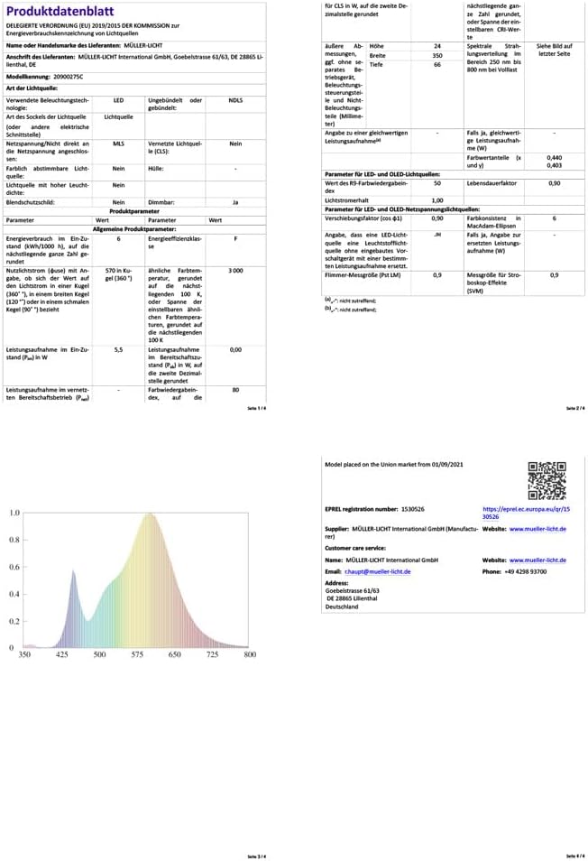 Product data sheet with EPREL link