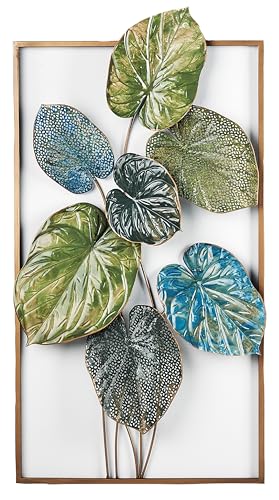 Kobolo Wandbild SILAS aus Metall, 45x5,50x80 cm, grün-gold, stilvolle...