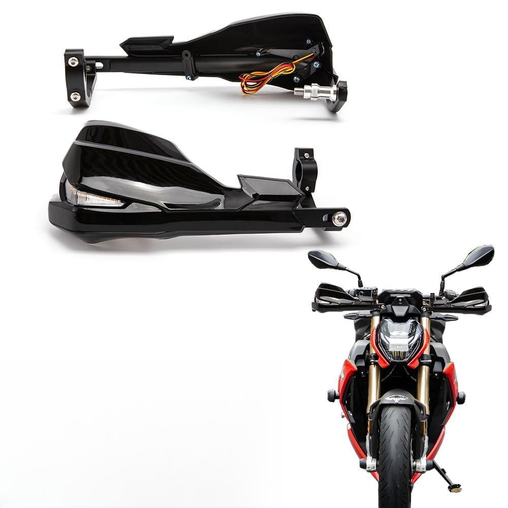 Motorrad Handschutz mit Licht 22 mm 25 mm Lenker Windabweiser Handschutz Handprotektoren für R1250GS R1200GS ADV F800GS Adventure S1000XR F900XR F850GS (Schwarz)