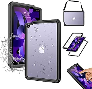MoKo Waterproof Case Fit iPad Air 5th 2022 & Air 4th 2020, iPad Air 10.9 Inch Full-Body Protective Outdoor Case with Built-in Screen Protector,Black
