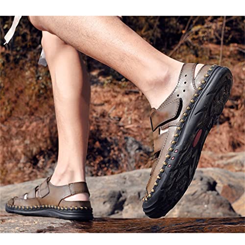 Sandals for Men Leather Adult Outdoor Hiking Beach Flat Slip Comfortable Breathable Soft(38)3
