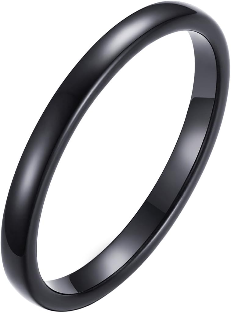 INRENG 2mm 3mm 4mm 6mm 8mm Tungsten Carbide Rings for Men Women Plain Dome Wedding Band Comfort Fit
