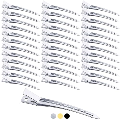 Mbsomnus 36 Piezas Pinzas Pelo Peluqueria 9cm Pinzas Pelo Metal Pinzas de Pelo de Rizo de Cocodrilo Pinzas Pelo Mujer Plata para Mujeres y Niñas Peinado de Bricolaje