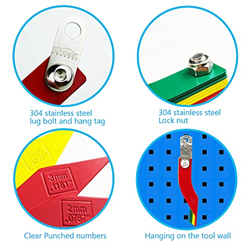 Wheel Connect Brake Lining Thickness Gauge, Measuring Tool For Both Disc And Drum Brake Pads, Made Of Steel, 3 Color-Coated, With Hanging Tag. #TOP3