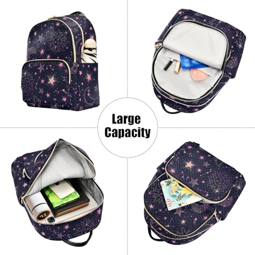 Image of ALAZA Pink Moon Sun Star Galaxy Mini Backpack Purse for Women Travel Bag Fashion Daypack Back Pack Shoulder Bag