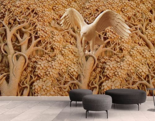 Papier peint panoramique forêt 3D effet marbre grand format 400x280cm pour salon