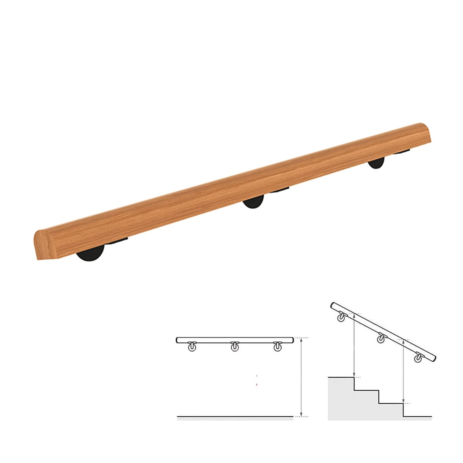 GLDYTVF Wooden Handrail with Complete Set, Anti-Slip Safety Stair Railing Wood Banister for Indoor Outdoor Loft Bar, Elderly Children Use (Size : 0.8m(2.5ft))