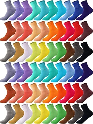 Jeyiour 60 Pairs Women Solid Color Cotton Socks Bulk Pack Colorful Athletic Crew Socks for Ladies Women Girls, 30 Colors