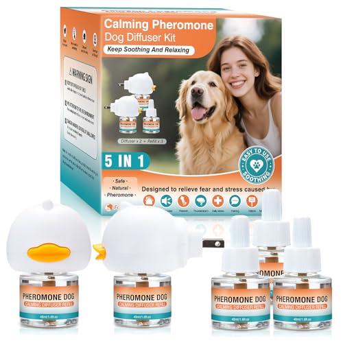 JTEWZX Diffuser to Calm Pet 5 in 1 Advanced Kit Appeasing Pheromone Diffuser for Anxiety Relief Dog Calming Pheromones
