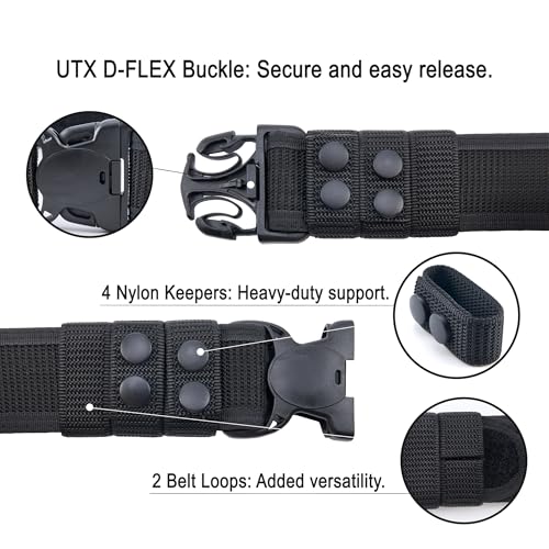 MoHern Duty Belt, 2 in 1 Outer & Inner Tactical Belt with Adjustable 3-Point Buckle, Includes 4 Nylon Keepers & 2 Belt Loops4