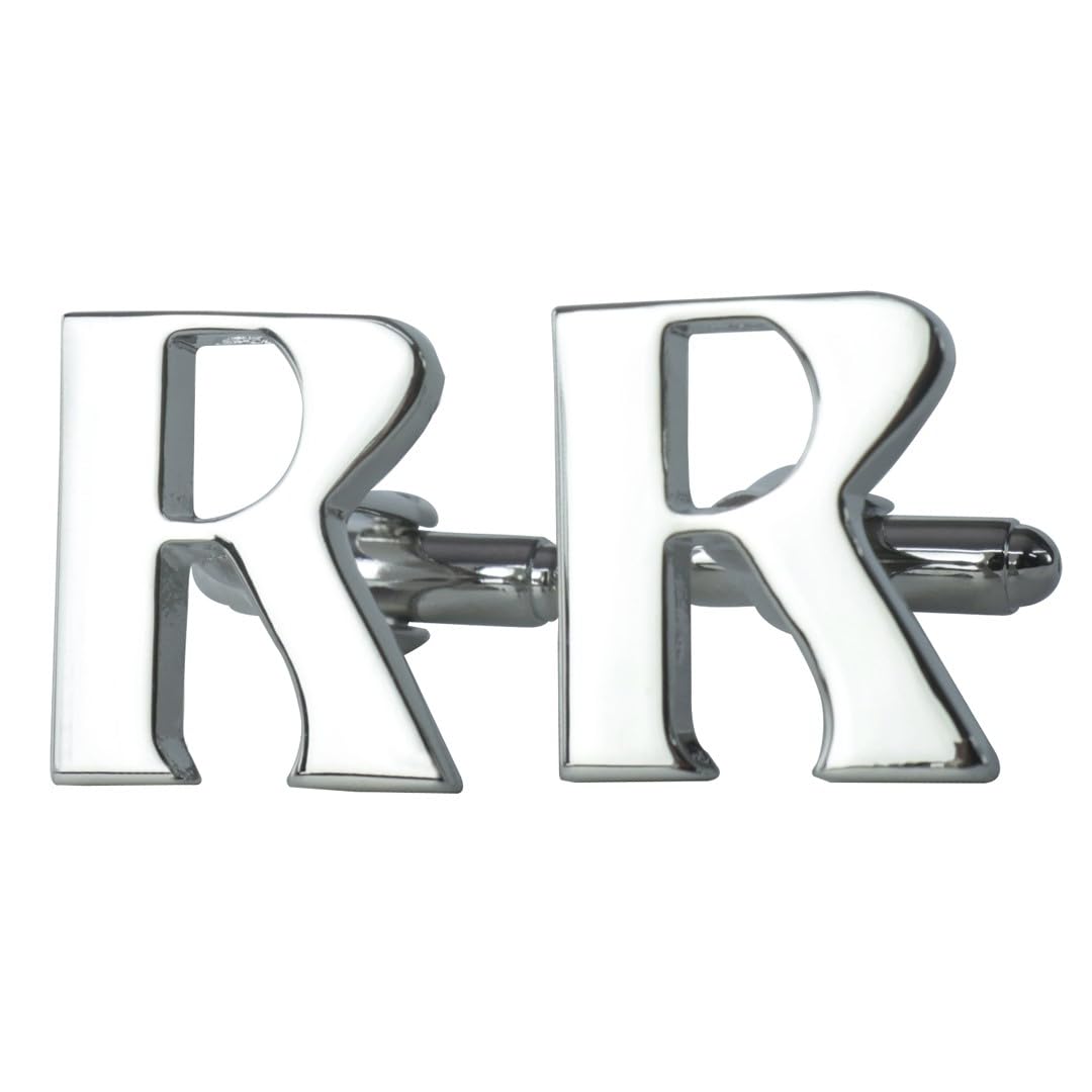 Silver Coloured Alphabet Cufflink (Letter R)-image-36