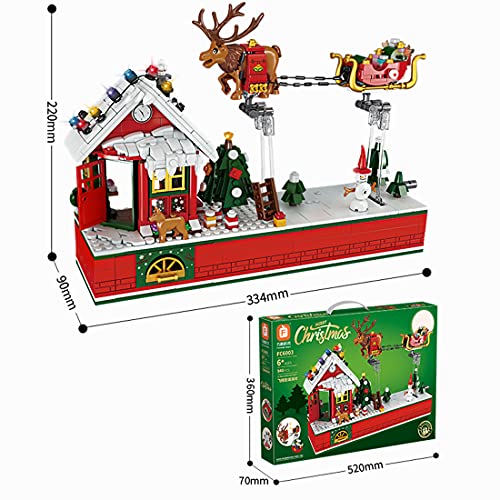 TRCS Bausteine Weihnachtsfeier Weihnachtsmann Elch Schlitten Auto, 940 Teile Adventskalender 2021 Santa Claus… – Bild 8