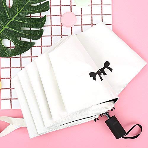 Parapluie Blanc et Noir Chic Pliant 3-En-1 pour Se Protéger du Soleil et de la Pluie
