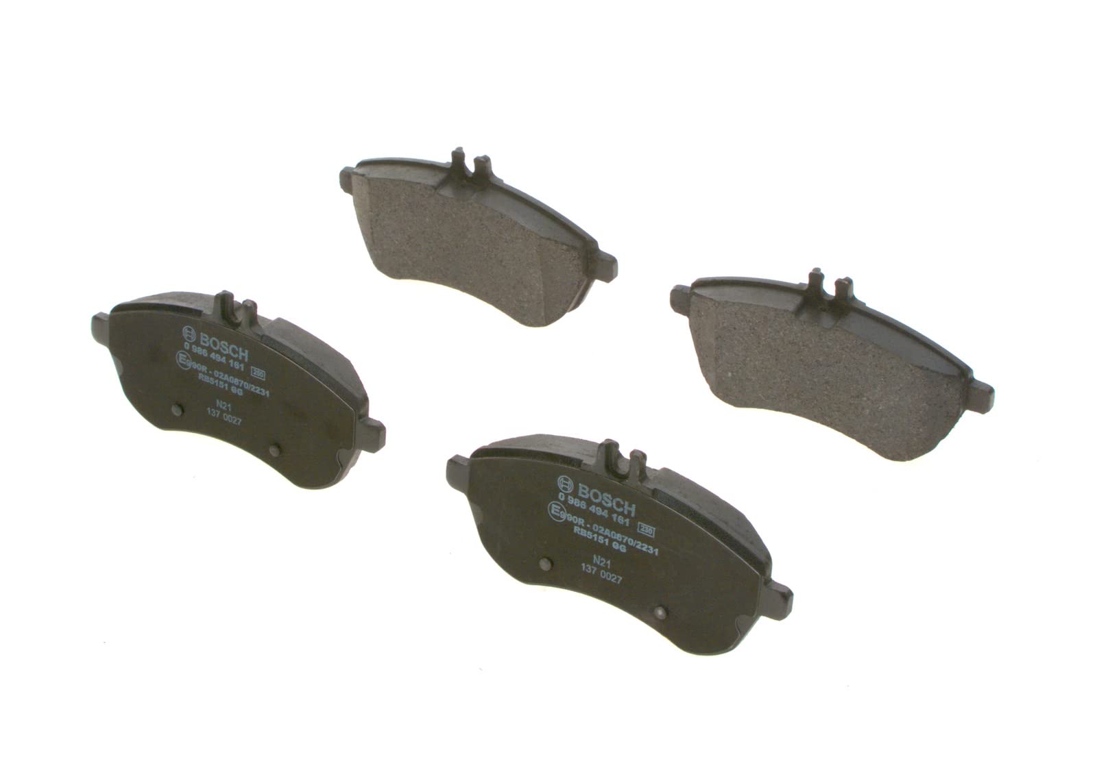 Bosch BP1072 - Plaquettes de Frein Avant pour Voiture - Jeu de 4 | Qualité Bosch - Réduction du Bruit et de la Poussière - Certifié ECE-R90 - Sans Cuivre