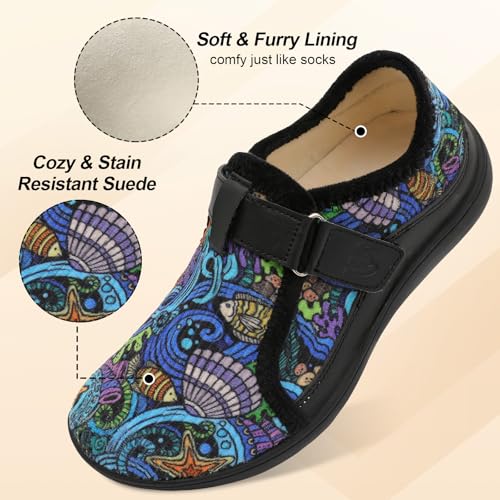 Image of Spesoul Wide Womens Slippers Adjustable House Shoes Indoor Outdoor Barefoot Slippers Cozy Walking Shoe Swollen Edema Diabetic Shoes