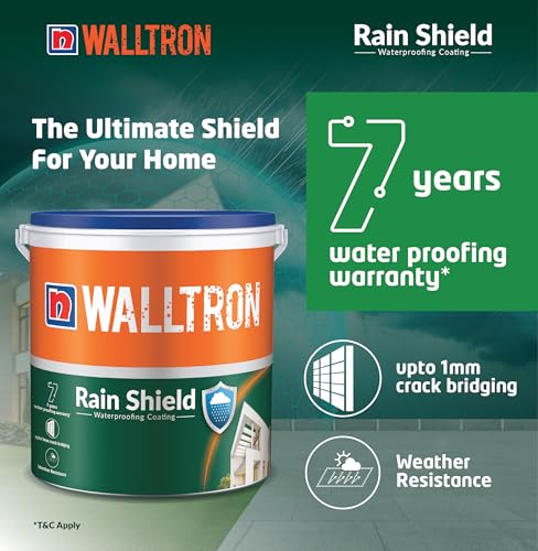 Image of Walltron Rain Shield; Elastomeric Exterior Wall Waterproof Coating Paint (10 Litre)-Crack Bridging Waterproofing for Walls, Dirt Pick-up Resistant, 7 Years Warranty