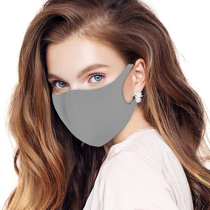 Image of Anti-Pollution Reusable and Washable Face Mask for Adult, Unisex, Soft Breathable Fabric (Grey) - Pack of 6