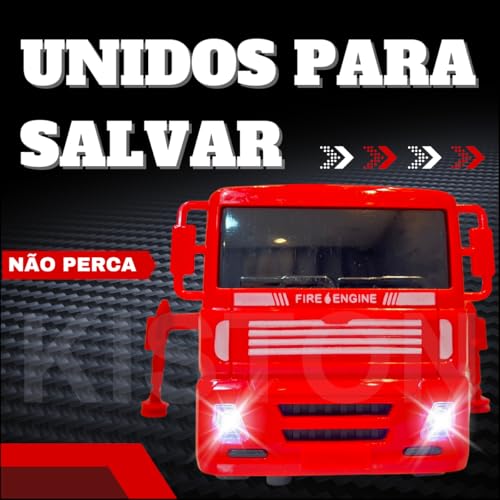 Carrinho Controle Remoto Corpo Bombeiro Resgate Escada ou Guincho Luz Farol 360º Caminhão Bombeiro i
